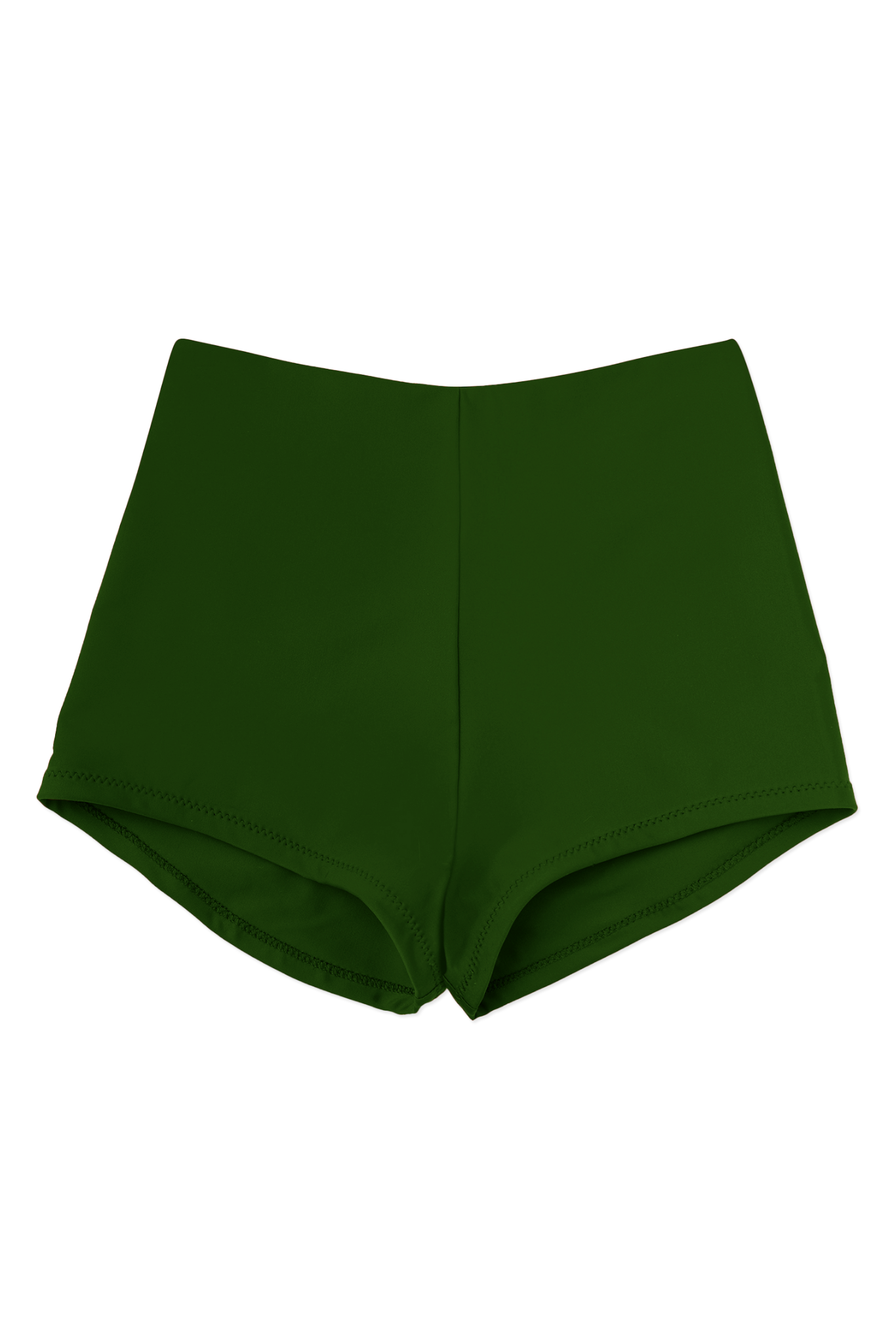 Green high-waisted shorts on a white background